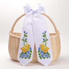 ТР531дн1199k Барвиста вишиванка Набір для вишивки бісером - Великодній бант 11x145 см, домоткане полотно