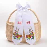ТР532пн1199k Барвиста вишиванка Набір для вишивки бісером - Великодній бант 11x145 см, габардин