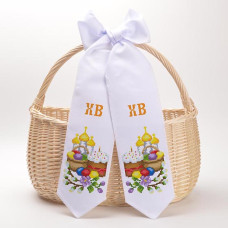 ТР533дн1199k Барвиста вишиванка Набір для вишивки бісером - Великодній бант 11x145 см, домоткане полотно
