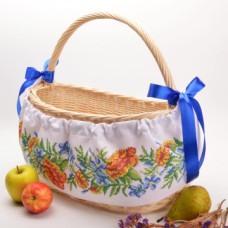 ТР546ан1773k Барвиста вишиванка Набір для вишивки бісером - Пошита Спасівська спідничка-стрічка 73x17,5 см (атлас, білий)