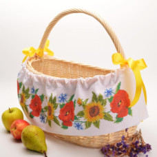 ТР547пн1773k Барвиста вишиванка Набір для вишивки бісером - Пошита Спасівська спідничка-стрічка 73x17,5 см (габардин, білий)