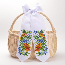 ТР559пн1199k Барвиста вишиванка Набір для вишивки бісером - Спасівський бант 11x145 см (габардин, білий)