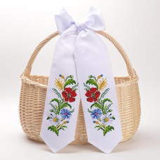 ТР560дн1199k Барвиста вишиванка Набір для вишивки бісером - Спасівський бант 11x145 см (домоткане полотно, білий)