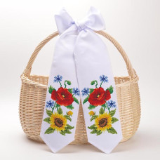 ТР561дн1199k Барвиста вишиванка Набір для вишивки бісером - Спасівський бант 11x145 см (домоткане полотно, білий)