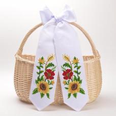 ТР562дн1199k Барвиста вишиванка Набір для вишивки бісером - Спасівський бант 11x145 см (домоткане полотно, білий)