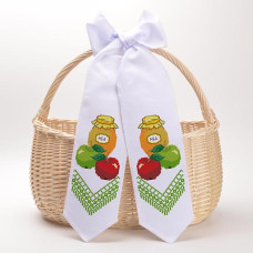 ТР563дн1199k Барвиста вишиванка Набір для вишивки бісером - Спасівський бант 11x145 см (домоткане полотно, білий)