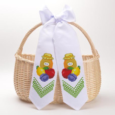 ТР566дн1199k Барвиста вишиванка Набір для вишивки бісером - Спасівський бант 11x145 см (домоткане полотно, білий)