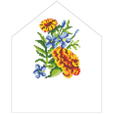 ТР571ан2025k Барвиста вишиванка Набір для вишивки бісером - Спасівська хустинка на букет 20х25 (атлас, білий)