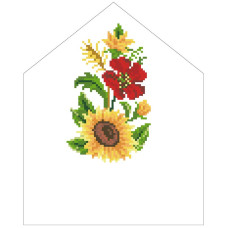 ТР573пн2025k Барвиста вишиванка Набір для вишивки бісером - Спасівська хустинка на букет 20х25 (габардин, білий)