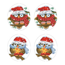 ТР582пн2933k Барвиста вишиванка Набір для вишивки бісером - Іграшка Новорічні Сови 29x33 (габардин)