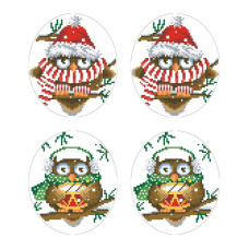 ТР583пн2933k Барвиста вишиванка Набір для вишивки бісером - Іграшка Новорічні Сови 29x33 (габардин)