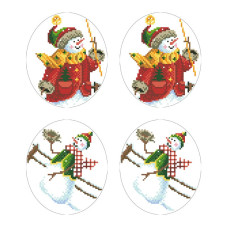 ТР604ан2933k Барвиста вишиванка Набір для вишивки бісером - Іграшка Сніговики-Колядники 29x33 (атлас)