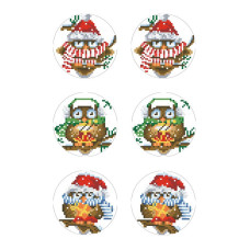 ТР609ан2133k Барвиста вишиванка Набір для вишивки бісером - Іграшка Новорічні Сови 21x33 (атлас)