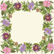 ТР782аМ5656k Барвиста вишиванка Набір для вишивки бісером - Скатертина Літні квіти 80х80 (атлас, бежевий)