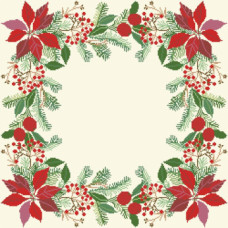 ТР784аМ5656k Барвиста вишиванка Набір для вишивки бісером - скатертини Різдвяна 80х80 (атлас, бежевий)