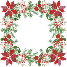 ТР784пБ5656k Барвиста вишиванка Набір для вишивки бісером - скатертини Різдвяна 75х75 (габардин, білий)