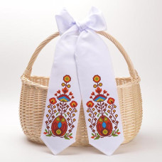 ТР814дн1199k Великодній бант, 11x145 см. Барвиста вишиванка. Набір для вишивки бісером на домотканому полотні