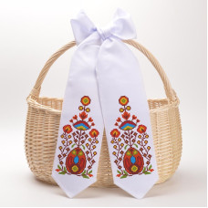 ТР814пн1199k Великодній бант, 11x145 см. Барвиста вишиванка. Набір для вишивки бісером на габардині