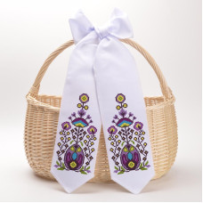 ТР815дн1199k Великодній бант, 11x145 см. Барвиста вишиванка. Набір для вишивки бісером на домотканому полотні