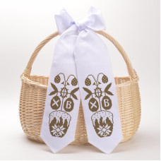 ТР818пн1199k Великодній бант, 11x145 см. Барвиста вишиванка. Набір для вишивки бісером на габардині