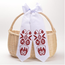 ТР819пн1199k Великодній бант, 11x145 см. Барвиста вишиванка. Набір для вишивки бісером на габардині