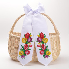 ТР822пн1199k Великодній бант, 11x145 см. Барвиста вишиванка. Набір для вишивки бісером на габардині