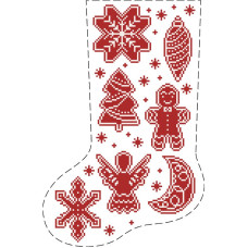 ТР878аБ2335k Барвиста вишиванка Набір для вишивки бісером - Непошитий чобіток Новорічні прикраси 23x35 см (атлас, колір білий)