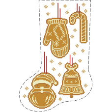 ТР882пБ2335 Барвиста вишиванка Заготовка для вишивки бісером або нитками - Непошитий чобіток Смаколики Різдва 23x35 см (габардин, колір білий)