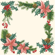 ТР887аМ5555 Барвиста вишиванка Заготовка для вишивки бісером або нитками - Скатертина Новорічний букет 80х80 см (схема на атласі, колір бежевий) ТР887аМ5555 Барвиста вишиванка Заготовка для вишивки бісером або нитками - Скатертина Новорічний букет 80х80 см (схема на атласі, колір бежевий)