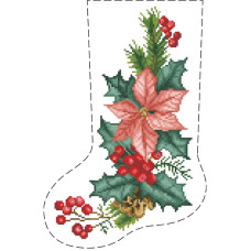 ТР890аБ2335k Барвиста вишиванка Набір для вишивки бісером - Непошитий чобіток Новорічний букет 23x35 см (атлас, колір білий)