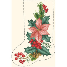 ТР890аМ2335k Барвиста вишиванка Набір для вишивки бісером - Непошитий чобіток Новорічний букет 23x35 см (атлас, колір бежевий)