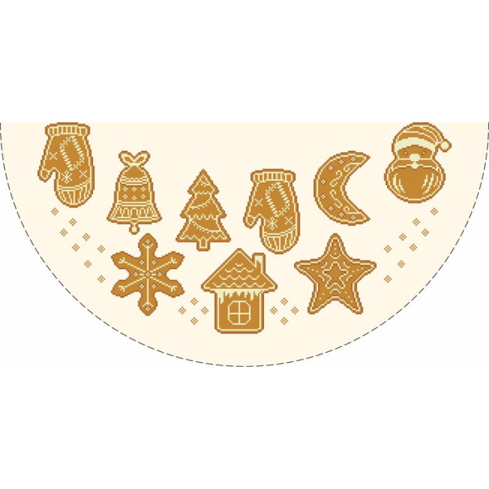 ТР892аМ7070i Барвиста вишиванка Набір для вишивки друкованим хрестиком - Пошита спідничка під ялинку Смаколики Різдва 70x70 см (атлас, колір бежевий)