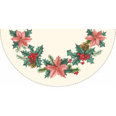 ТР894аМ7070i Барвиста вишиванка Набір для вишивки друкованим хрестиком - Пошита спідничка під ялинку Новорічний букет 70x70 см (атлас, колір бежевий)