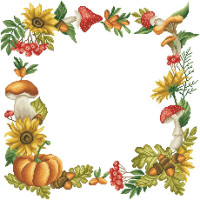 ТР895аБ5050i Барвиста вишиванка Набір для вишивки друкованим хрестиком - Скатертина Осінній оберіг 80x80 см (атлас)