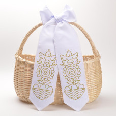 ТР908дн1199k Барвиста вишиванка Набір для вишивки бісером - Великодній бант 11x145 см, домоткане полотно