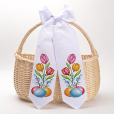 ТР909пн1199k Барвиста вишиванка Набір для вишивки бісером - Великодній бант 11x145 см, габардин