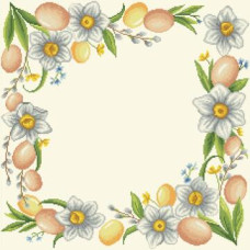 ТР912аМ5050k Барвиста вишиванка Набір для вишивки бісером - Скатертина Великоднє сяйво 80х80 см (атлас бежевий)