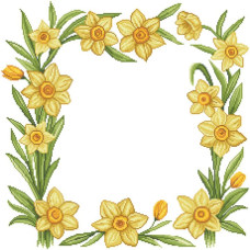 ТР915пБ5050k Барвиста вишиванка Набір для вишивки бісером - Скатертина Квітучі нарциси 75х75 см (габардин)