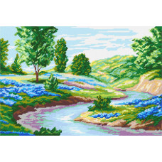 TS02 Річка, що тече за небокрай, 50х73 см. Quick Tapestry. Набір для вишивки пряжею гобеленовим стібком по канві з малюнком