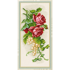TS56 Троянди і виноград, 37х73 см. Quick Tapestry. Набір для вишивки пряжею гобеленовим стібком по канві з малюнком