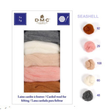 U2367_Seashell DMC Комплект вовни для валяння - Мушлі 25 гр (100% вовна, 5 кольорів)