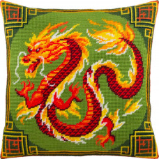 V291 Китайський дракон. Подушка. Чарівниця. Набір для вишивки пряжею пів хрестиком по малюнку на тканині
