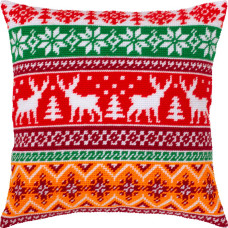 V531 Чарівниця Набір для вишивки друкованим напівхрестиком - Подушка Норвезьке різдво 40x40 см (схема на канві)