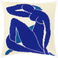 V532 Чарівниця Набір для вишивки друкованим напівхрестиком - Подушка Синя оголена А. Матісс 40x40 см (схема на канві)