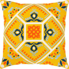 V537 Чарівниця Набір для вишивки друкованим хрестиком - Подушка Сонячний ранок 40x40 см, страмін (схема на канві)