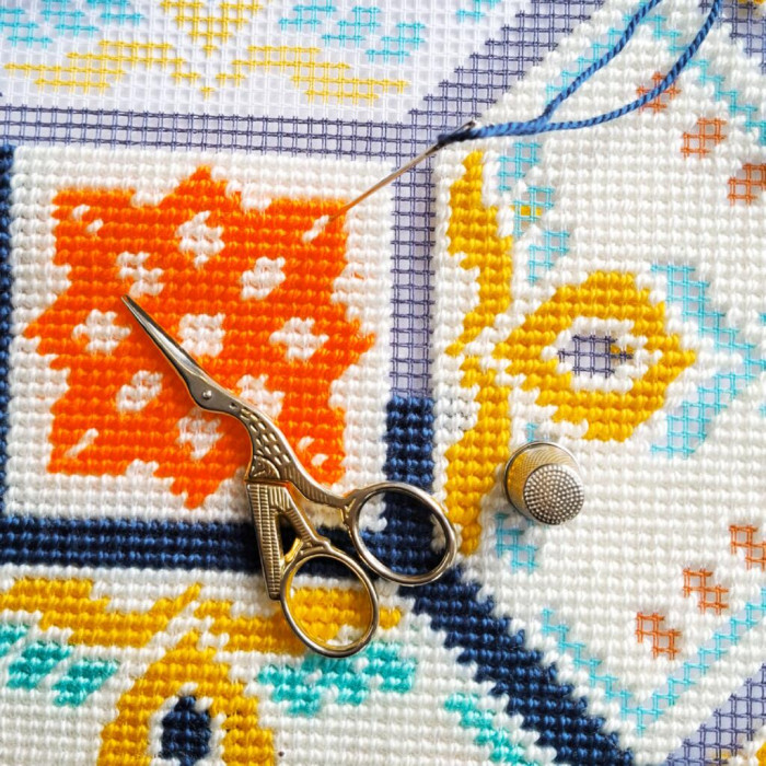 V538 Чарівниця Набір для вишивки друкованим хрестиком - Подушка Прозорість дня 40x40 см, страмін (схема на канві)