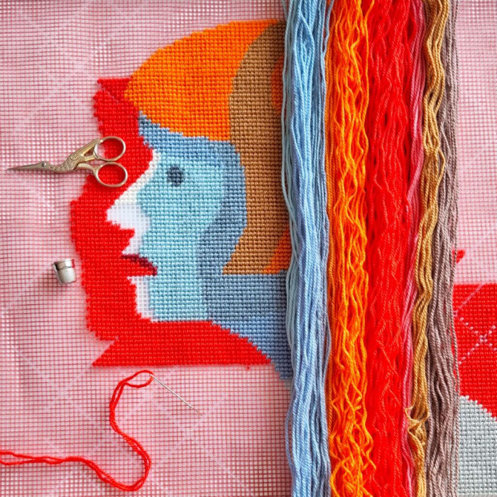 V545 Чарівниця Набір для вишивки гобеленом - Подушка Здивованість 40x40 см, страмін (схема на канві)