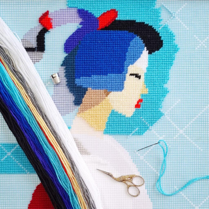 V546 Чарівниця Набір для вишивки гобеленом - Подушка Рівновага 40x40 см, страмін (схема на канві)