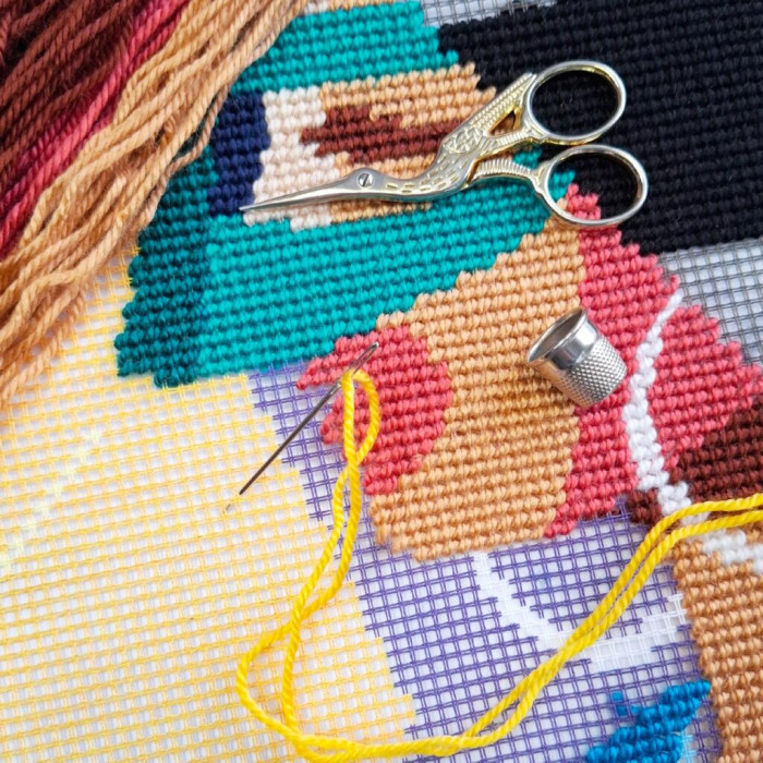 V548 Чарівниця Набір для вишивки гобеленом - Подушка Таємниця 40x40 см, страмін (схема на канві)