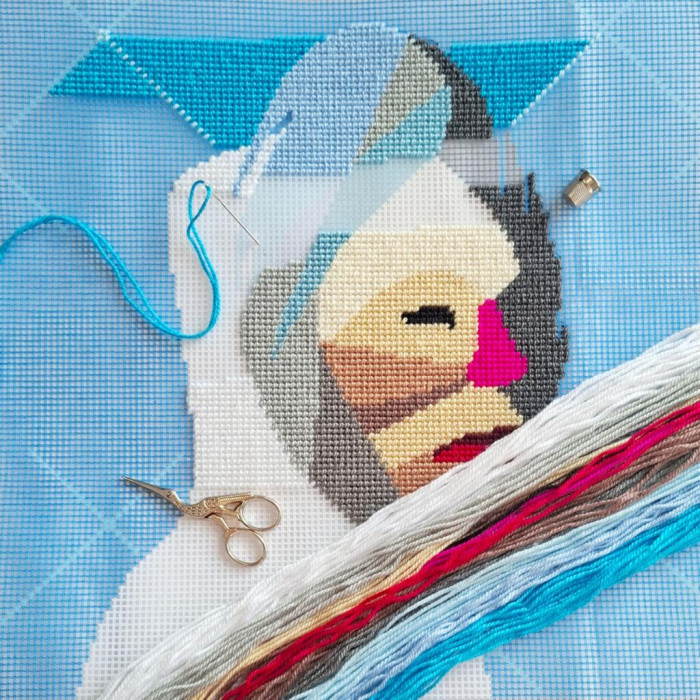 V549 Чарівниця Набір для вишивки гобеленом - Подушка Сила 40x40 см, страмін (схема на канві)